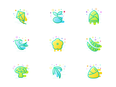 A set of spring-themed icons