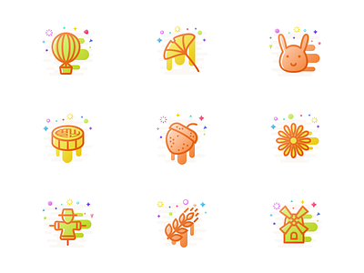 A set of icons on the theme of autumn design flat icon ui