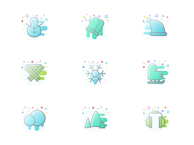 A set of icons on the theme of winter design flat icon ui