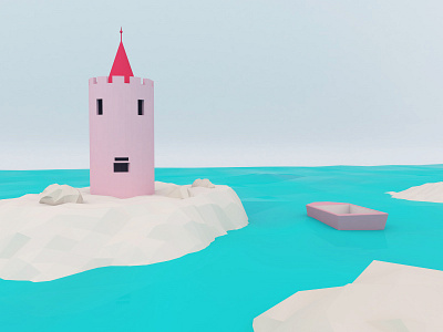 Seaside castle cinema4d design illustration three dimensional