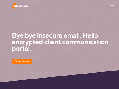 Filehaven marketing site - coming soon design encryption