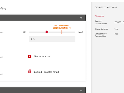 Flexible Benefits clean controls financial input interface modern simple slider ui