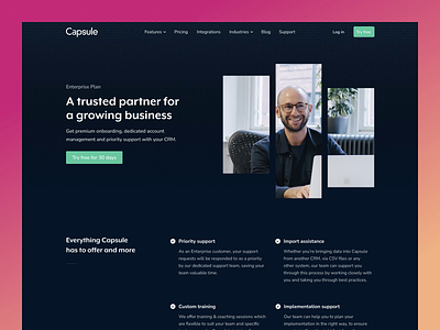 Capsule for Enterprise crm dark enterprise marketing design minimal web design