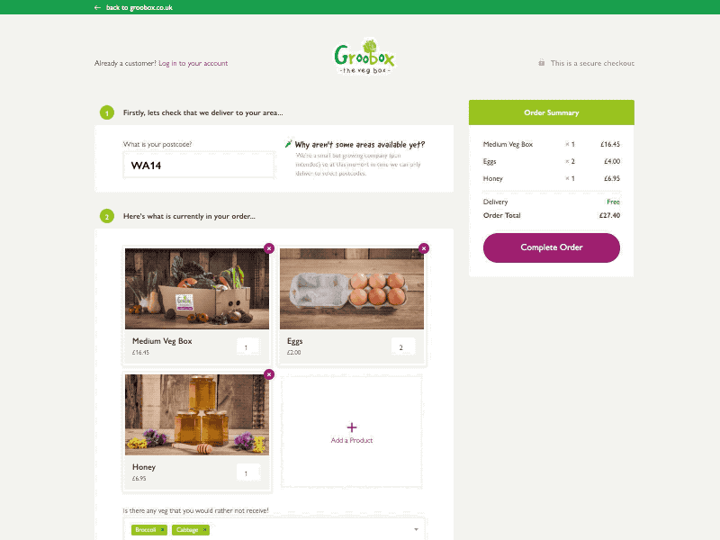 Groobarb's checkout design club studio commerce web design