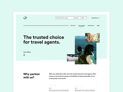Unused landing page for travel company
