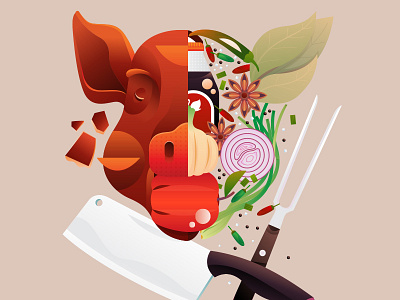 Make Lechon editorial illustration vector