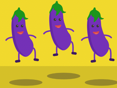 Jumping Eggplant's animation app design flat icon illustration typography vector web