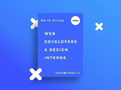 Codigu is Hiring apply blue branding careers gradient poster typography visual