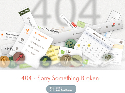 404 Broken UI 404 avatars broken link calendar elements header navigation restaurant app sticky note ui user interface