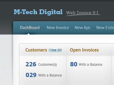 DashBoard V3 app billing dashboard nav navigation stats texture