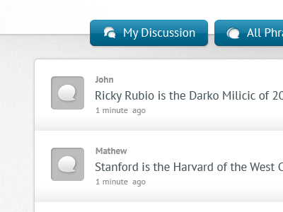 Discussion app app buttons phrase user thumbnail