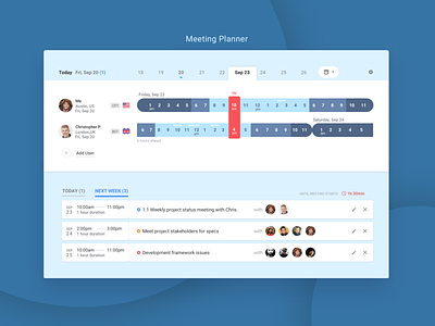Meeting Planner app for multiple timezone