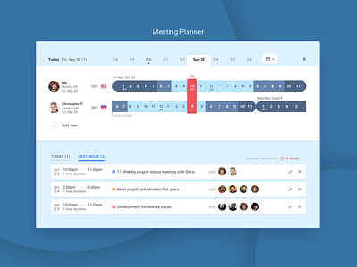 Meeting Planner app for multiple timezone 1:1 meeting app meeting meeting app multiple timezone offshore planner timezone ui