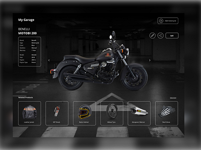 Motorcycle Garage UI - Product Details design garage motorcycle product ui website