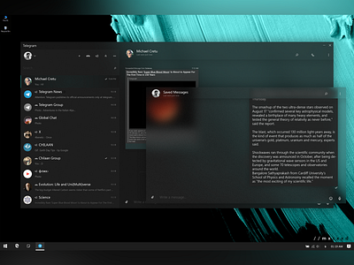 Telegram UI Concept [Desktop] app black blur concept dark dark theme design desktop fluent messenger program social media telegram ui universal uwp ux windows windows 10 windows app