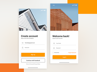 Get Storage - Login UI app app design app ui design interface loginbox marketplace minimal minimalism orange sign signup ui ux white