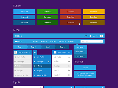 Minimal Flat UI Kit admin panel blue button states buttons calendar clean flat form form elements login metro minimal navigation notification price table profile ribbons slider ui ui kit user interface weather