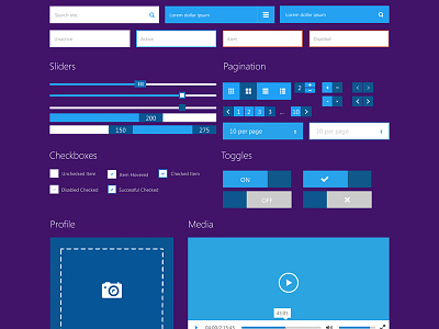 Minimal Flat UI Kit admin panel blue button states buttons calendar clean flat form form elements login metro minimal navigation notification price table profile ribbons slider ui ui kit user interface weather