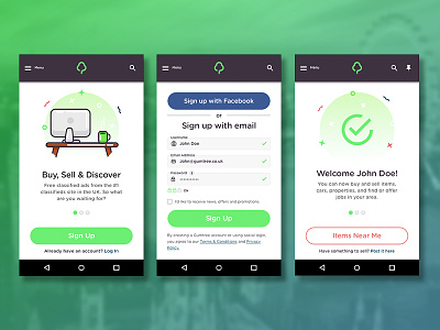 Daily UI Challenge #01 — Sign Up cards daily flat gumtree interface onboarding signup ui