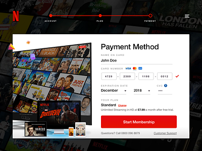 Daily UI Challenge #02 — Credit Card Checkout checkout daily flat interface membership netflix payment ui