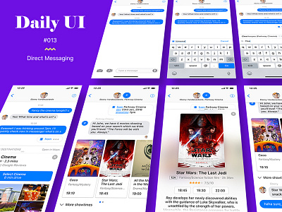 Daily UI Challenge #013 — Direct Messaging cards cinema daily ui 13 graphic design message mobile design sketch app star wars ui user experience ux