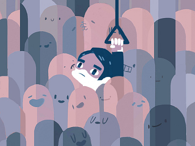 Morning Commute character crowd design editorial illustration photoshop shapes