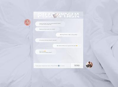 PillowTalk ai chat chatbot dailyui dailyui013 dailyuichallenge design design a day glassmorphism messaging minimal ui