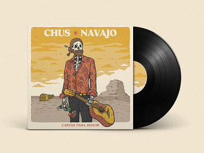 Chus Navajo · Album Cover album cover artwork design folk guitar illustration music singer skull