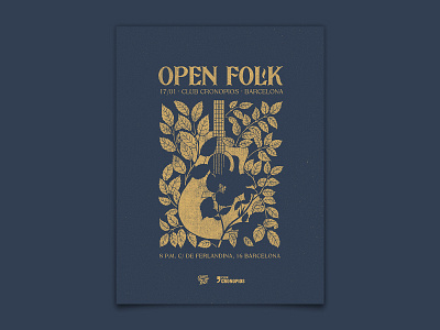 Open Folk Gig Poster barcelona design folk guitar illustration music photoshop wacom