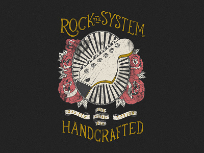 Rock The System fashion guitar handdraw print strat t shirt textile
