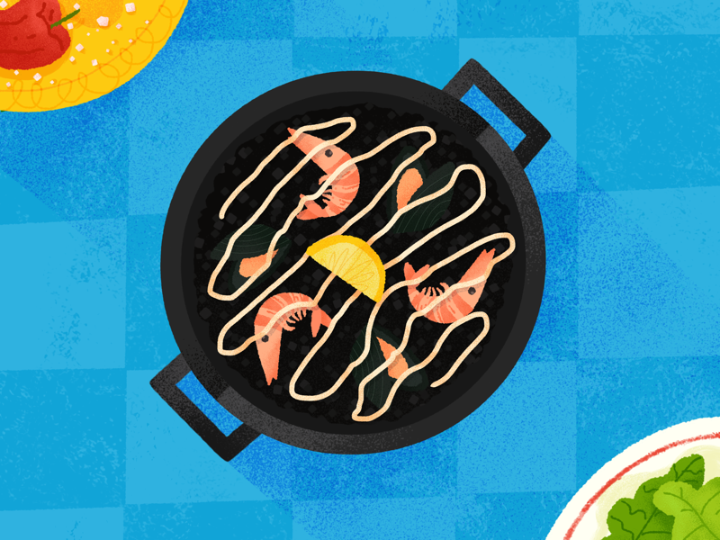 Paella Negra digital art food food illustration paella procreate yummy