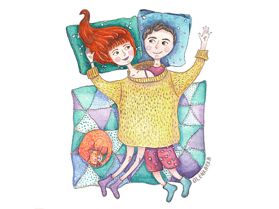 sweater for two doodle illustration portrait watercolor