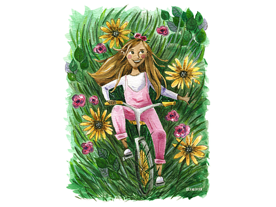 lost in flowers character character design children illustration illustration painting portrait watercolor