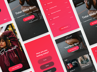 Workout App Concept app dark ui fitness fitness app gradients pink ui ui design workout app