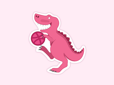 First shot: Dribbblosaurus-Rex Sticker dinosaur first shot illustration pink sticker sticker mule t rex ui