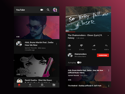 You tube app concept - Dark Theme