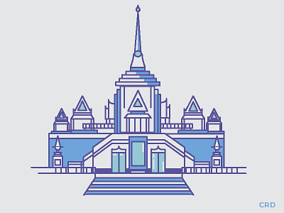 Bangkok - Wat Traimit bangkok drawing flatdesign graphic design illustration minimalist pictogram vector vector art vector illustration wat saket