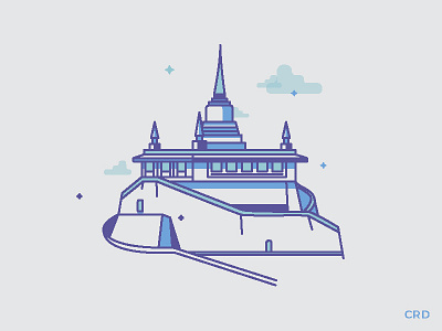Bangkok - Wat Saket bangkok drawing flatdesign graphic design illustration minimalist pictogram vector vector art vector illustration wat saket