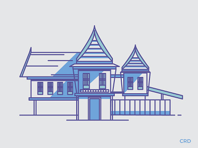 Bangkok - Jim Thompson's house bangkok drawing flatdesign graphic design illustration minimalist pictogram vector vector art vector illustration wat saket