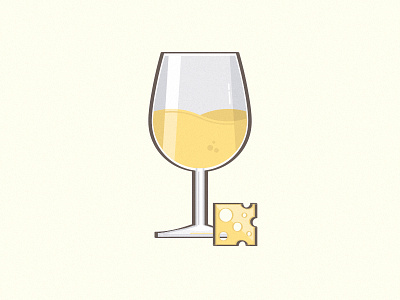 White cheese color design flat icon illustration line white wine