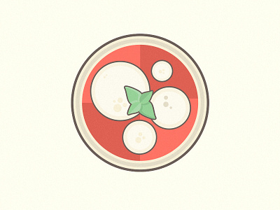 Pizza basil circle color design flat icon illustration line pizza vector