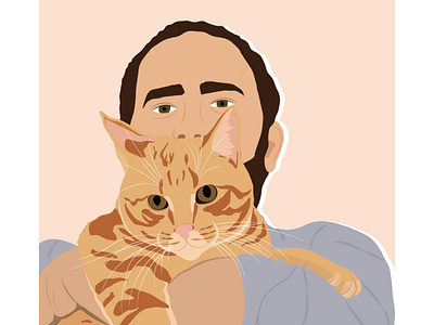 A man with a cat