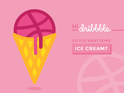 Hi Dribbble! Ice cream? design dribbble minimal pink