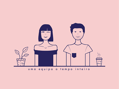 A full-time team branding couple design dribbble family icon illustration illustrator line art love minimal vector