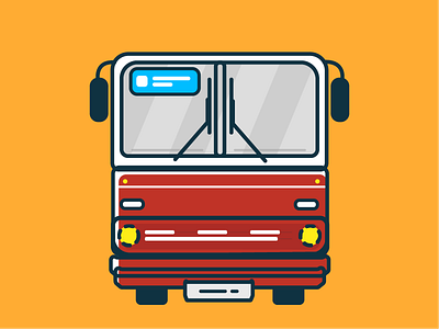 Bus bus car design dribble graphic illustration illustrator istanbul nostalgic red