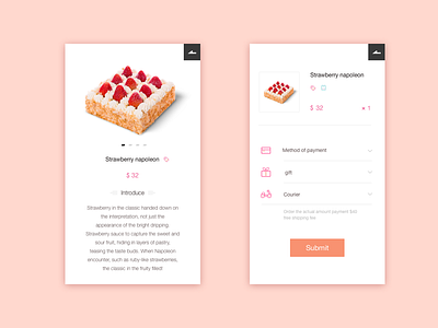 美食第二波-草莓拿破仑 design food ui