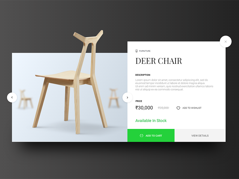 E-commerce - Furniture Quick View Card by Vishal Chavan on Dribbble