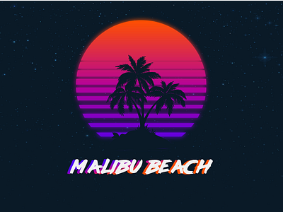 Disco sunset beack disco gradient malibu malibu beach palms retro shiny pixel design