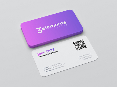 3Elements Agency - business cards 3elements agency business card business card mockup businesscard creative agency digital agency print design purple gradient