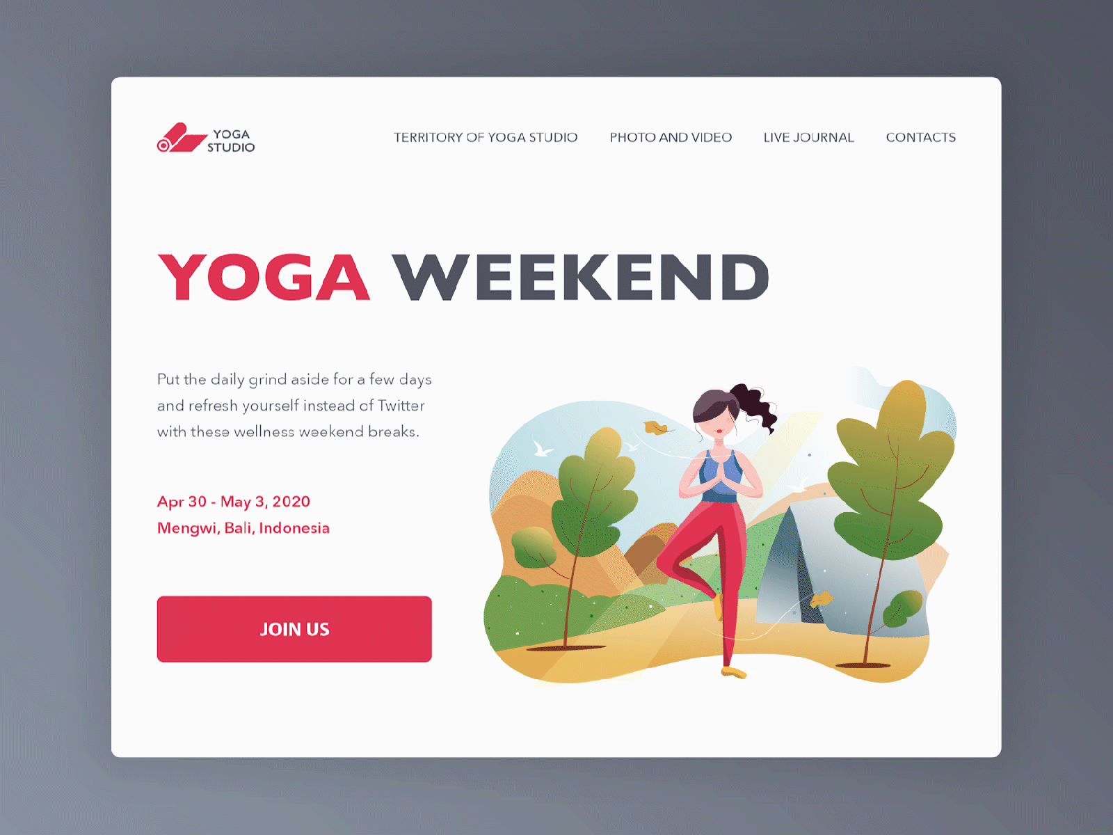 Yoga Weekend after effect animation design ui web weekend yoga